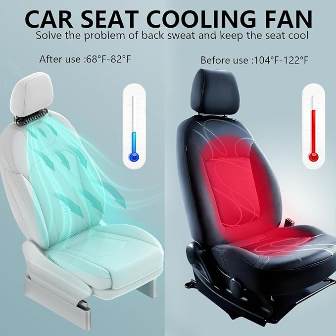 Car Seat Cooling Fan 3 Speeds Adjustable Portable