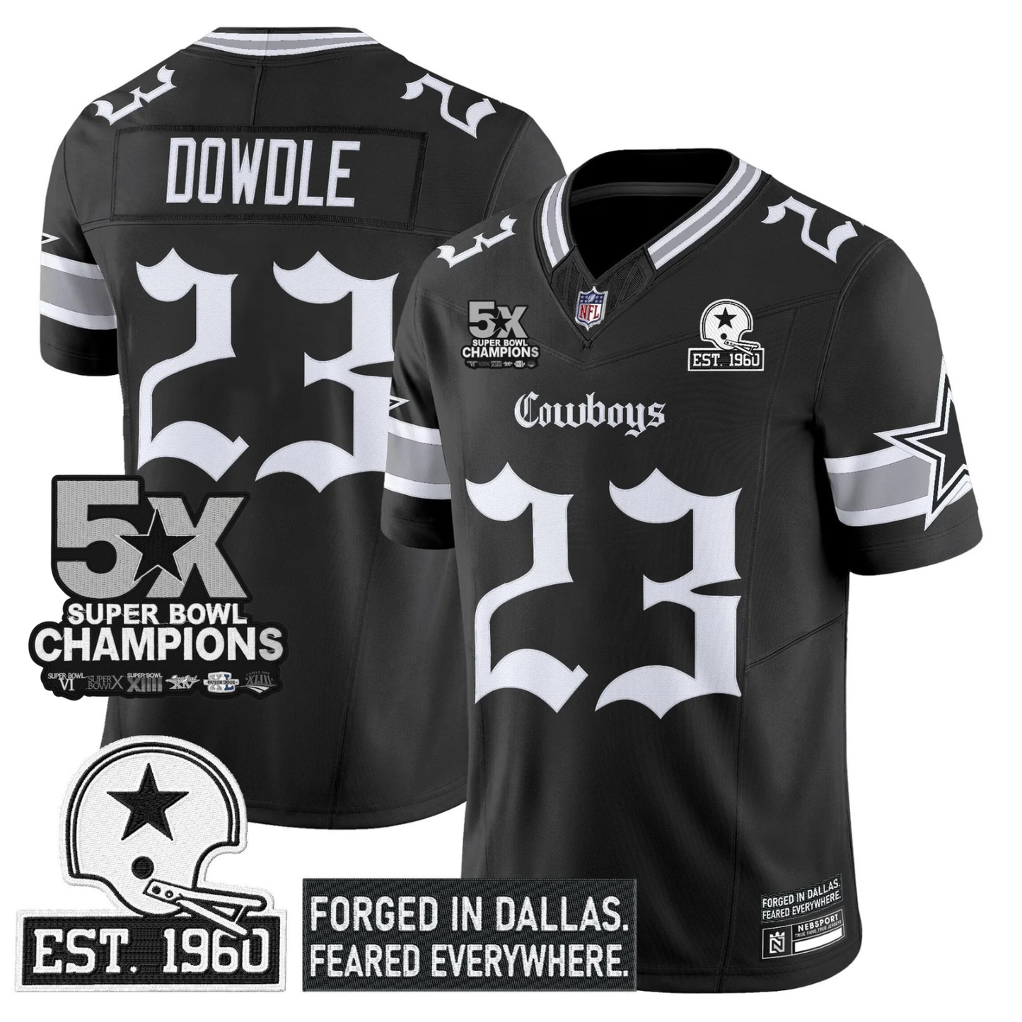 DAL 'Gothic Lone Star Edition' 5x Champions Patch Vapor Limited Jersey - All Stitched