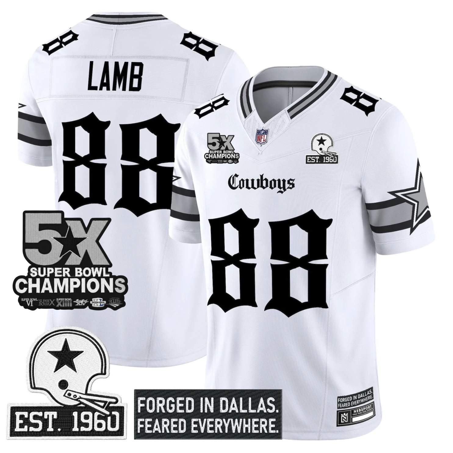 DAL 'Gothic Lone Star Edition' 5x Champions Patch Vapor Limited Jersey - All Stitched