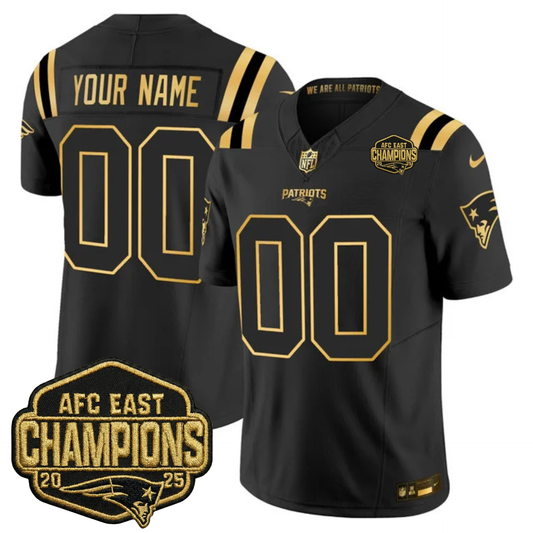 NE 2025 AFC East Champions Gold Vapor Limited Custom Jersey - All Stitched