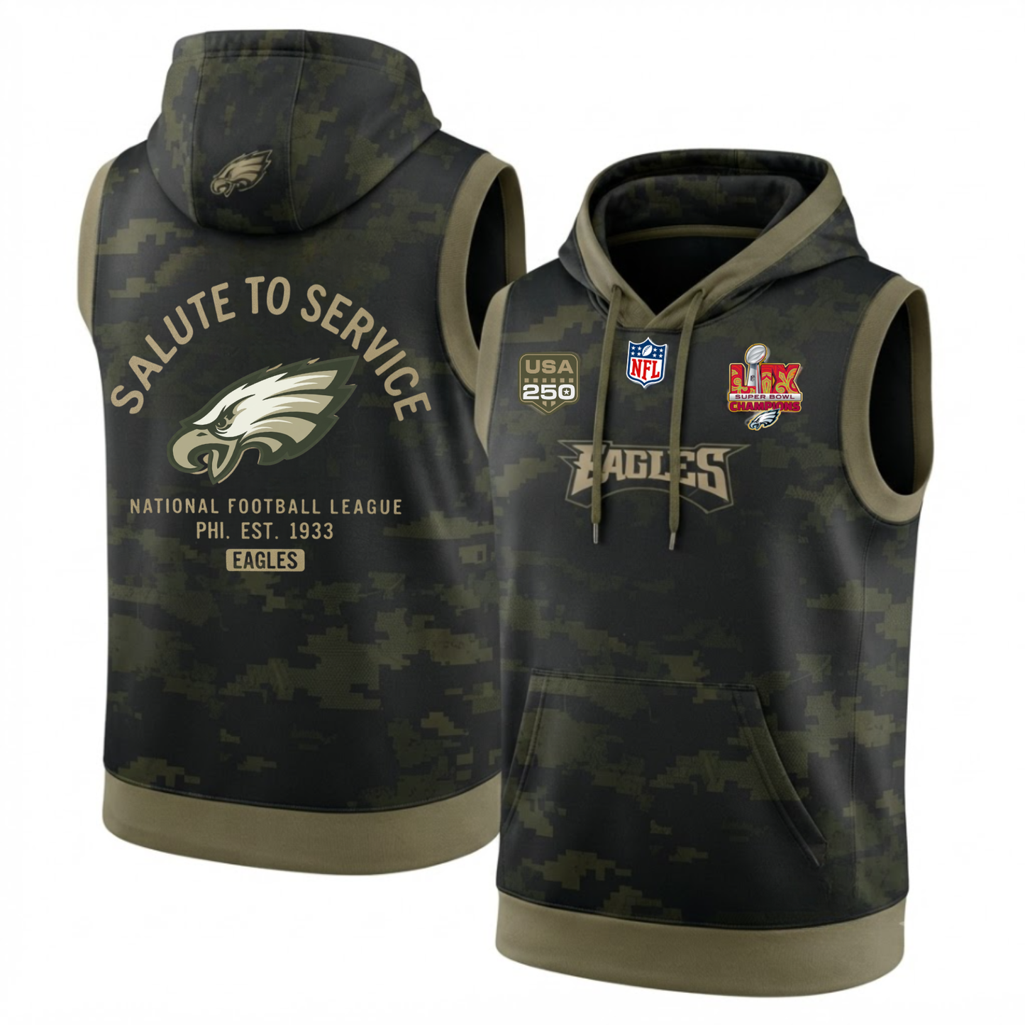 PHI Salute to Service  Sleeveless Hoodie Tank Top - Printed