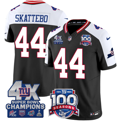 NYG 4X Champions & 100th Season Patch Vapor Limited Jersey - Stitched