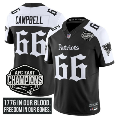 NE 'Gothic Revolution Edition' AFC East Champions Patch Vapor Limited Jersey - All Stitched