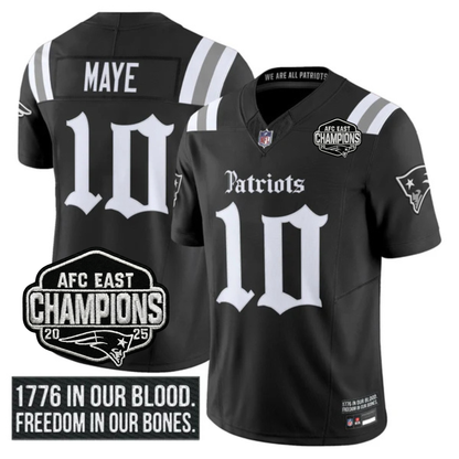 NE 'Gothic Revolution Edition' AFC East Champions Patch Vapor Limited Jersey - All Stitched