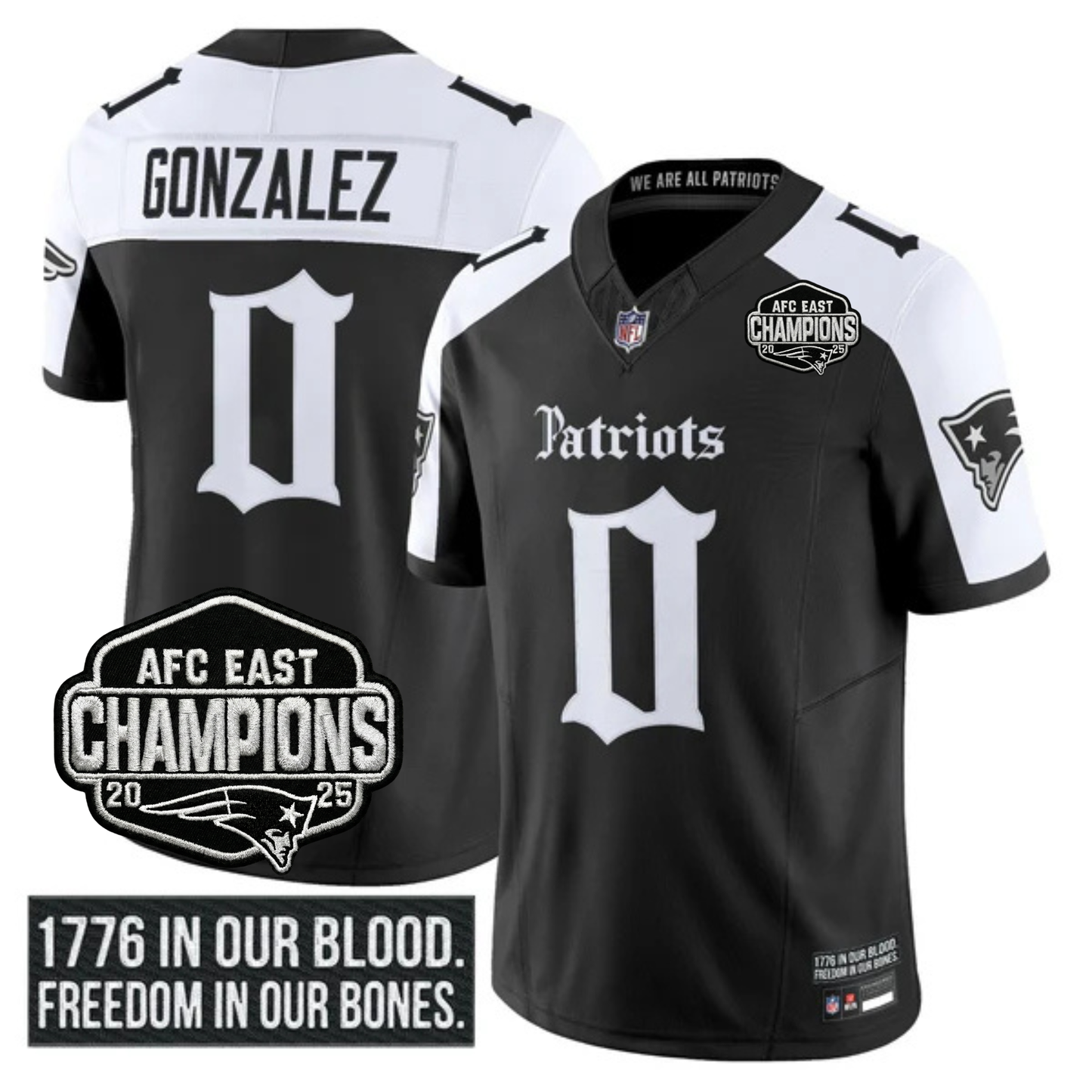NE 'Gothic Revolution Edition' AFC East Champions Patch Vapor Limited Jersey - All Stitched
