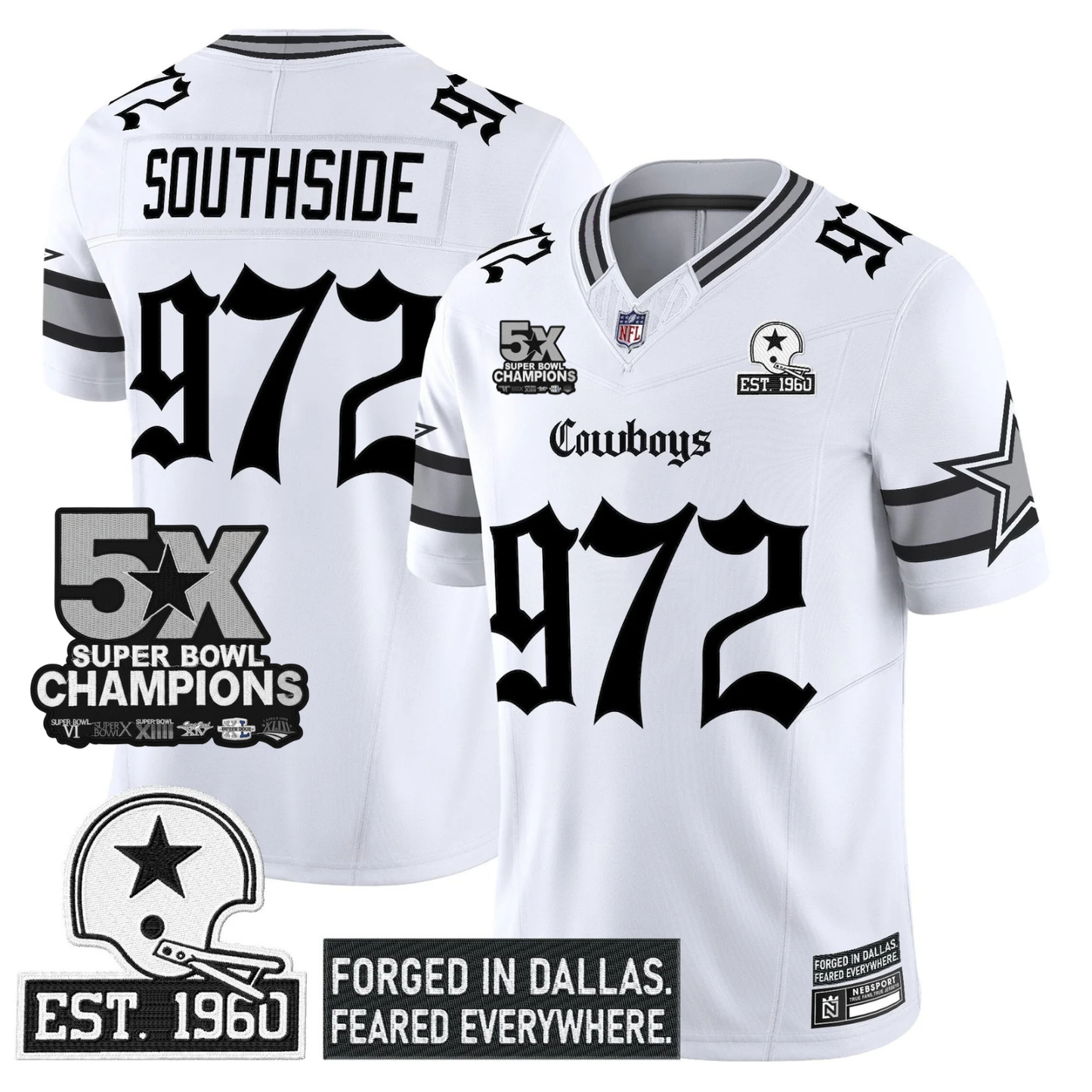 DAL 'Gothic Lone Star Edition' 5x Champions Patch Vapor Limited Jersey - All Stitched