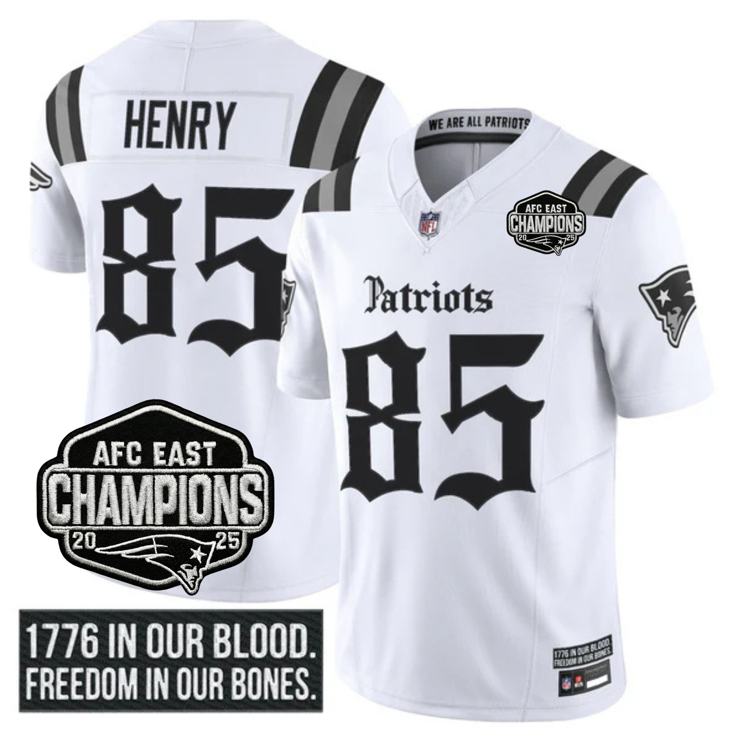 NE 'Gothic Revolution Edition' AFC East Champions Patch Vapor Limited Jersey - All Stitched