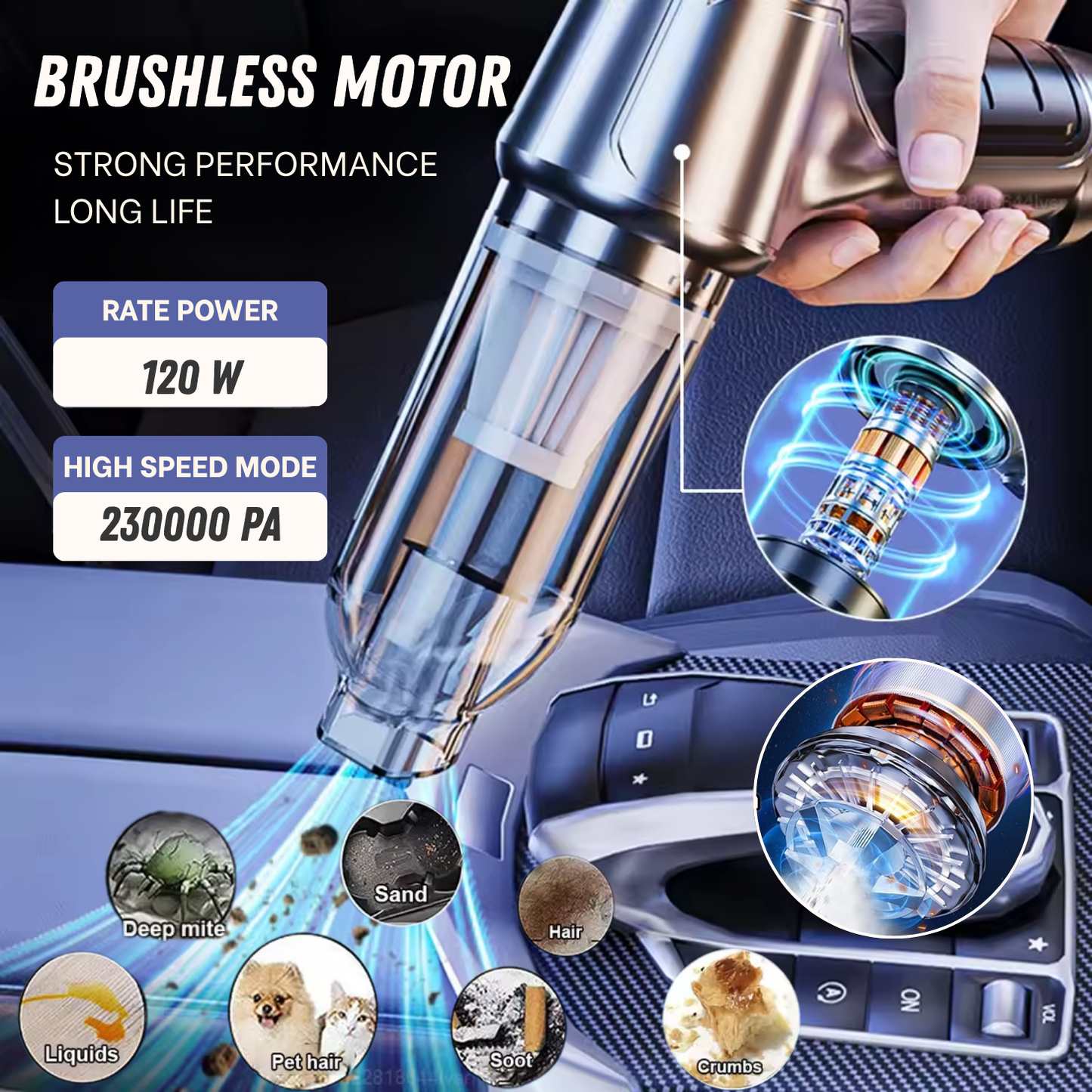 3 in 1 Car Vacuum Cleaner Wireless Strong