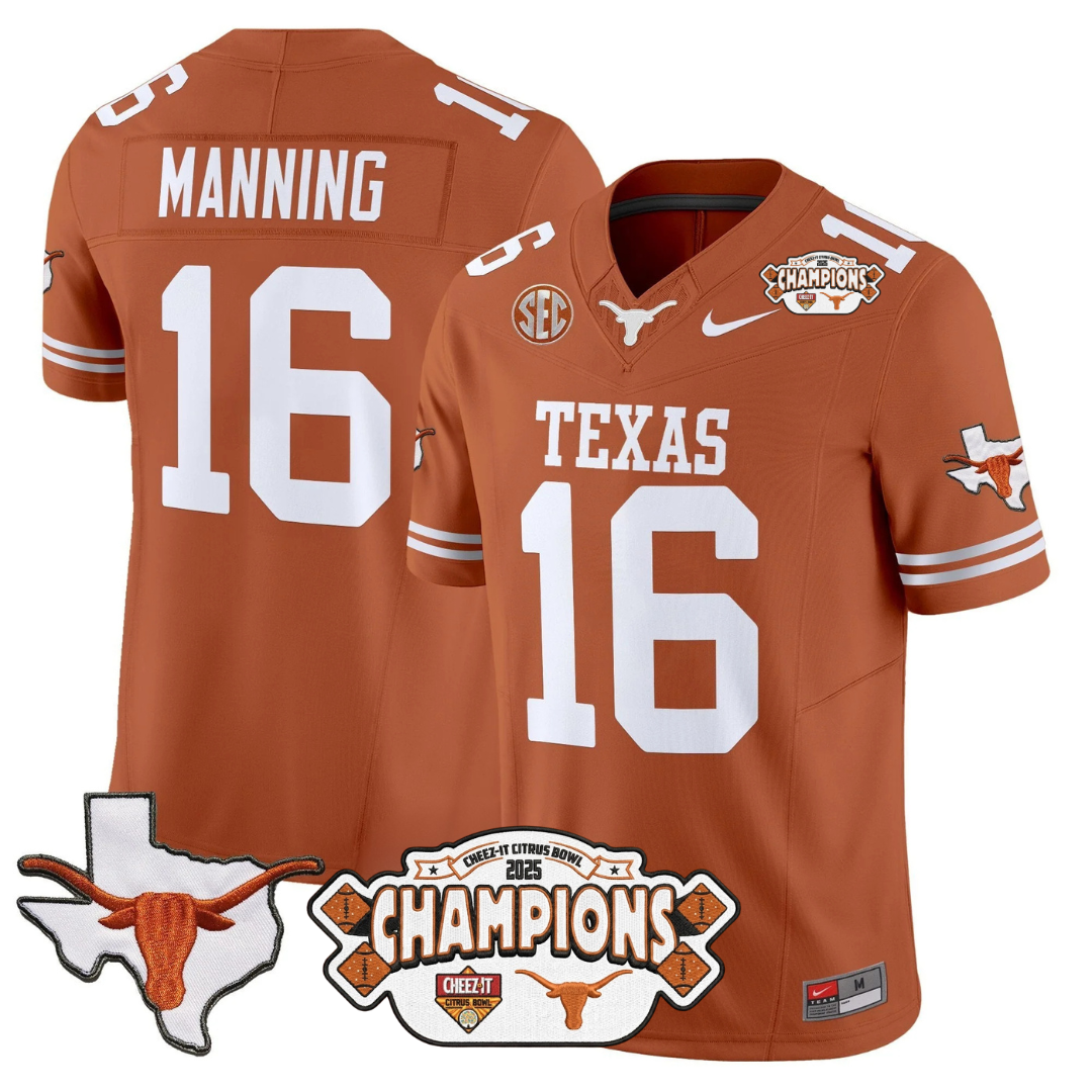 TEX 2025 State Map & Citrus Bowl Champions Patch Vapor Limited Jersey - All Stitched
