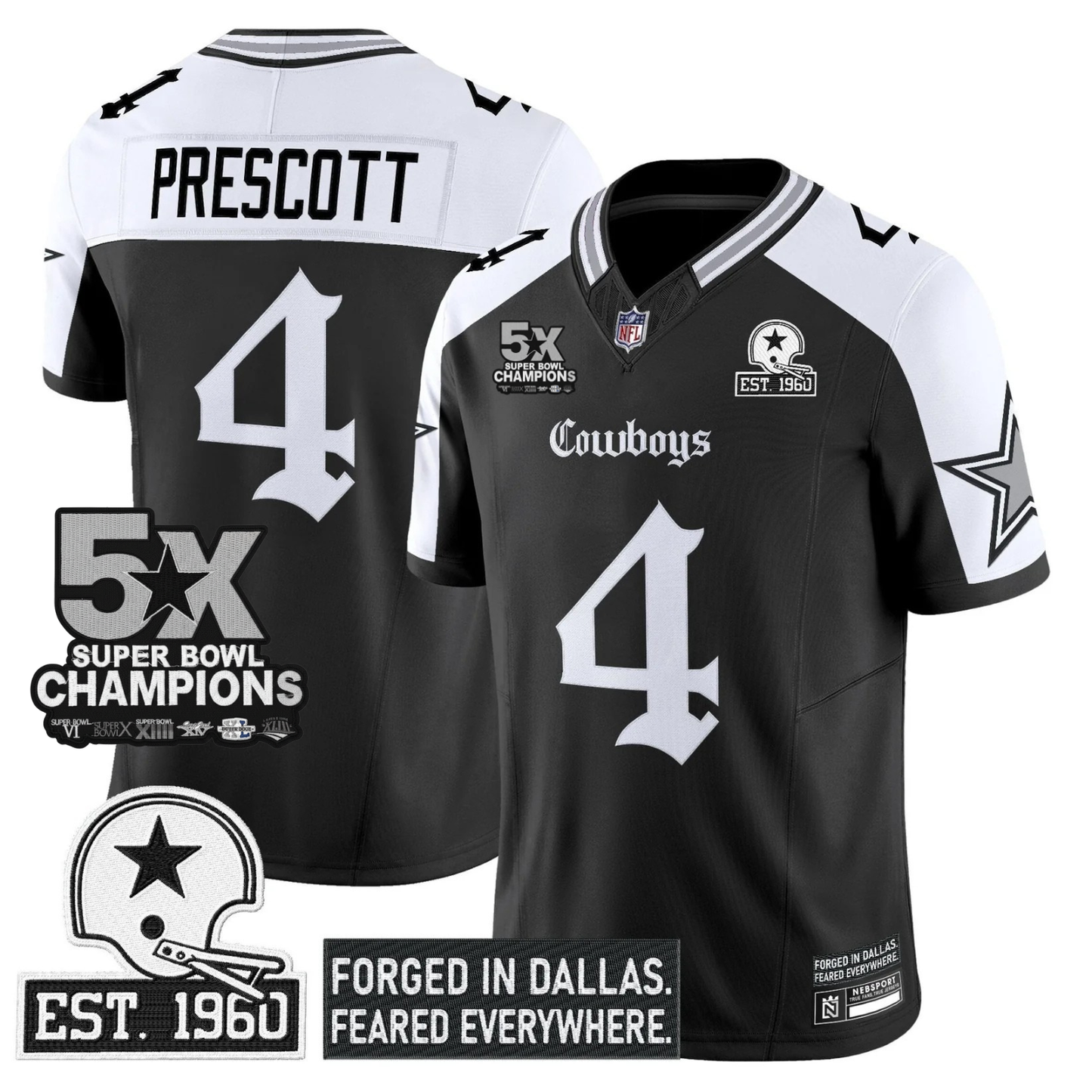 DAL 'Gothic Lone Star Edition' 5x Champions Patch Vapor Limited Jersey - All Stitched