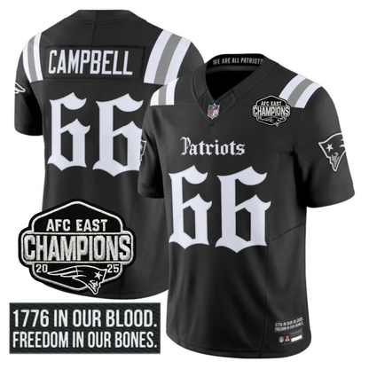 NE 'Gothic Revolution Edition' AFC East Champions Patch Vapor Limited Jersey - All Stitched