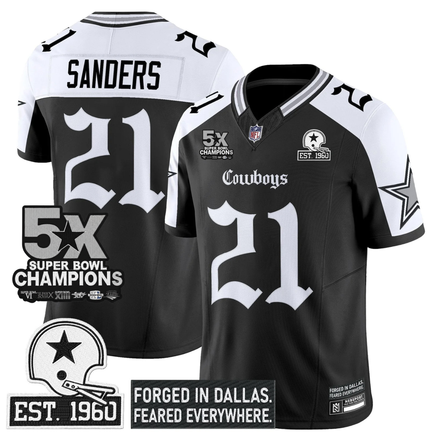 DAL 'Gothic Lone Star Edition' 5x Champions Patch Vapor Limited Jersey - All Stitched