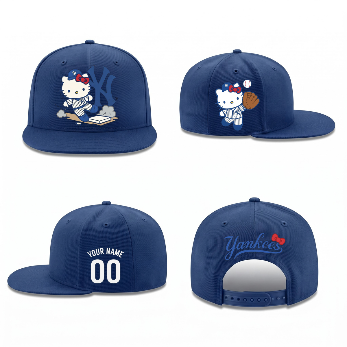 NYY x Meow KT Personalized Snapback Cap - Printed