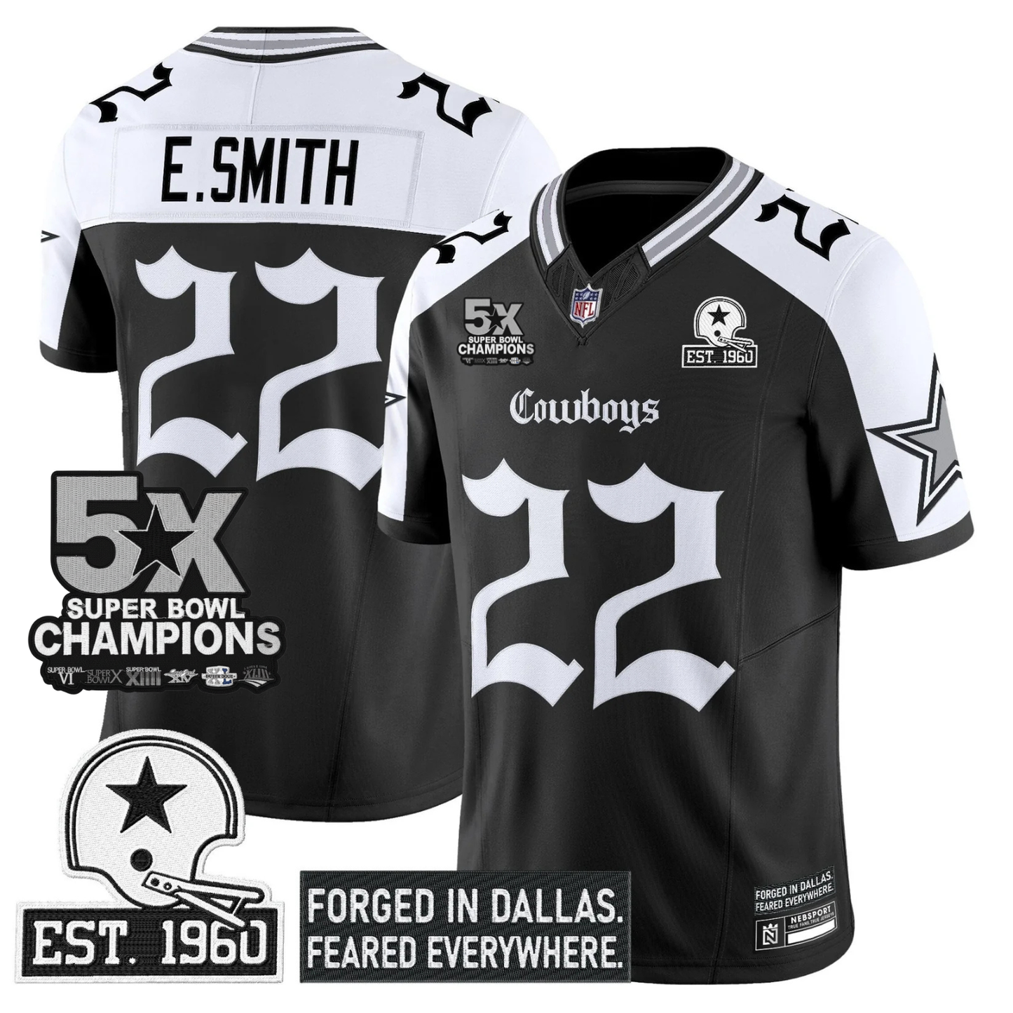 DAL 'Gothic Lone Star Edition' 5x Champions Patch Vapor Limited Jersey - All Stitched