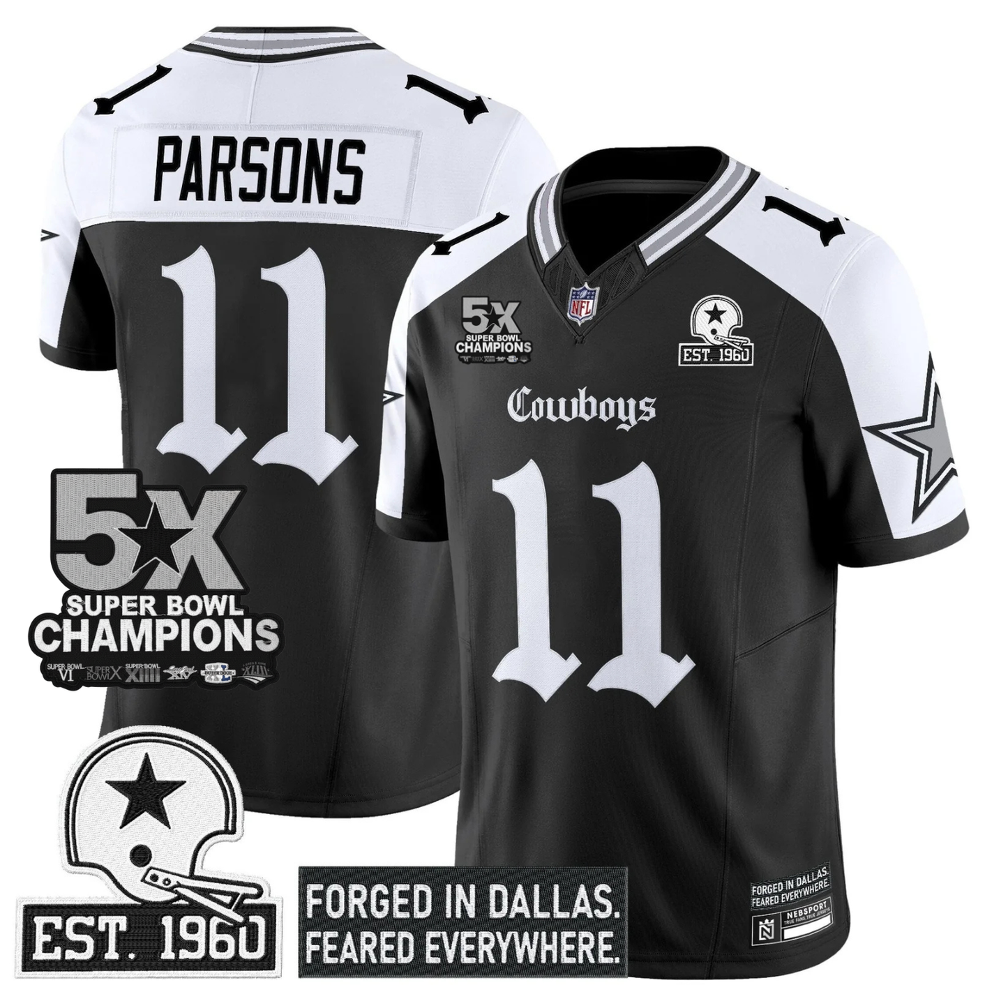 DAL 'Gothic Lone Star Edition' 5x Champions Patch Vapor Limited Jersey - All Stitched