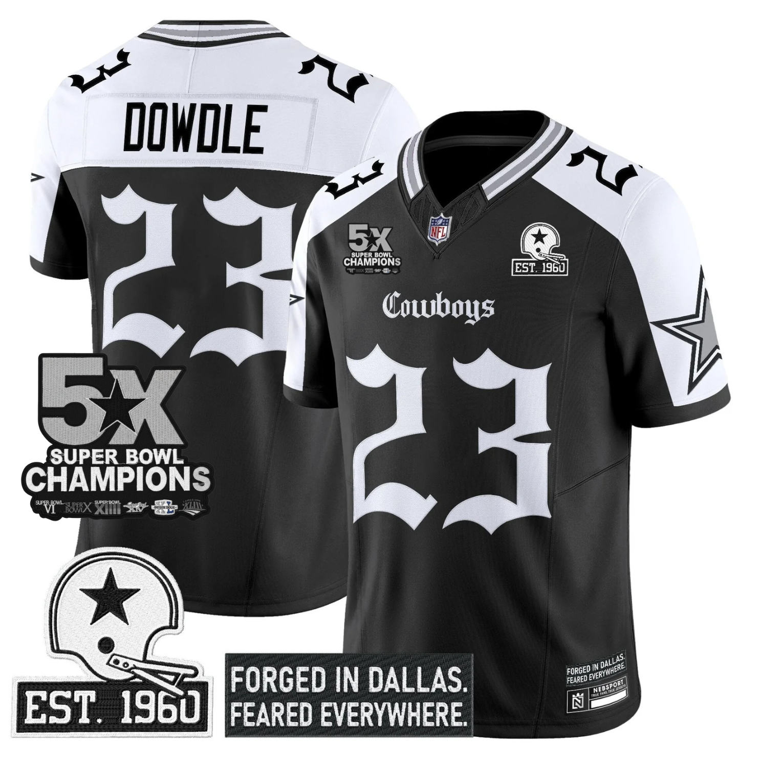 DAL 'Gothic Lone Star Edition' 5x Champions Patch Vapor Limited Jersey - All Stitched