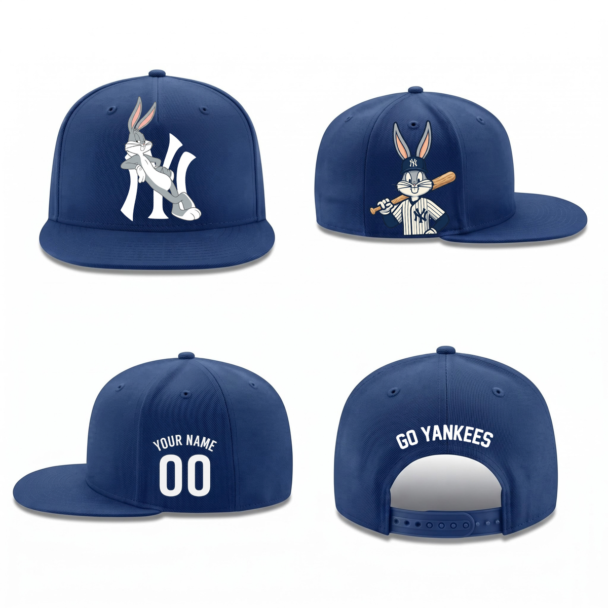 NYY x Bunny Personalized Snapback Cap - Printed