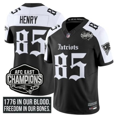 NE 'Gothic Revolution Edition' AFC East Champions Patch Vapor Limited Jersey - All Stitched