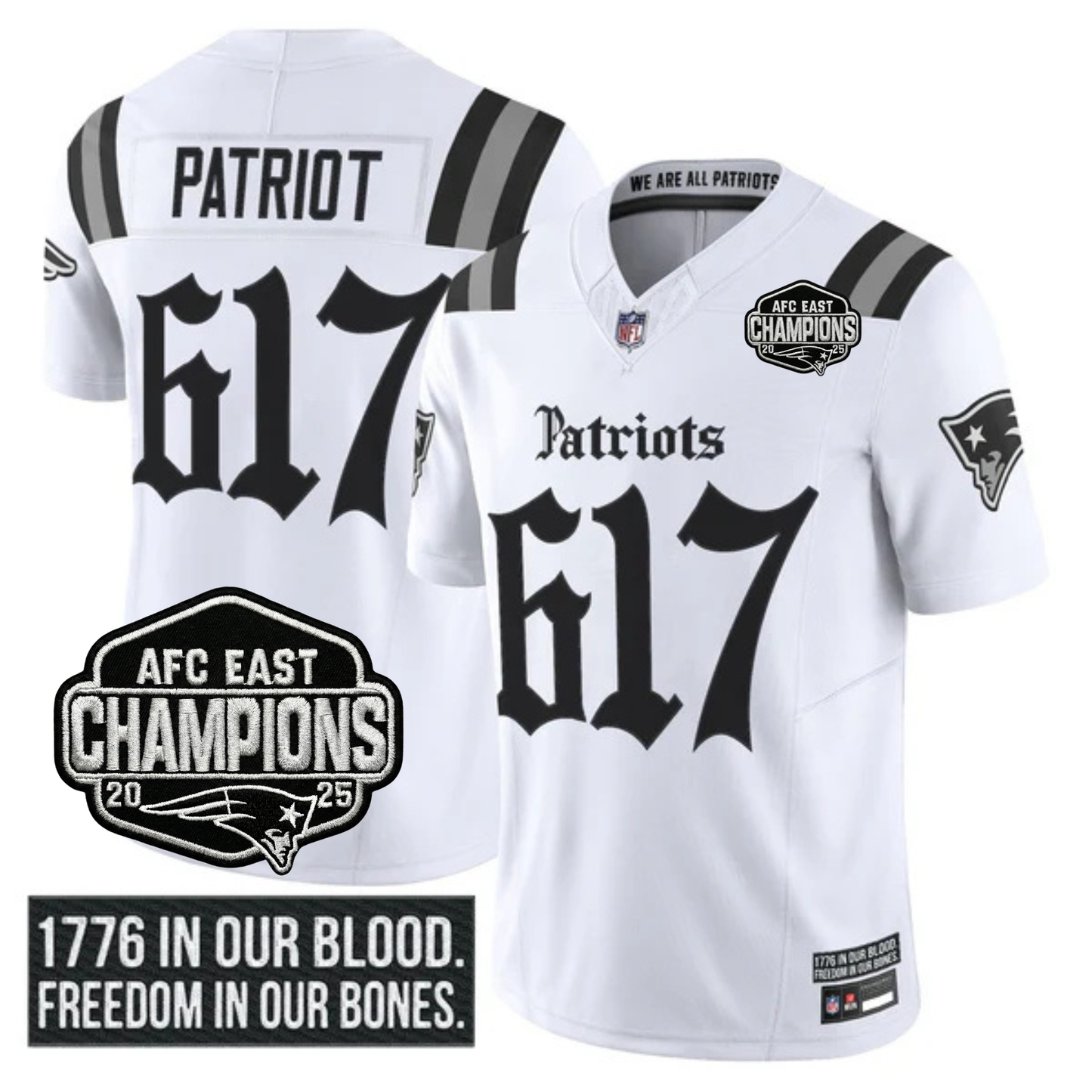 NE 'Gothic Revolution Edition' AFC East Champions Patch Vapor Limited Jersey - All Stitched