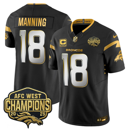 DEN AFC West Champions Patch Gold Vapor Limited Jersey - All Stitched