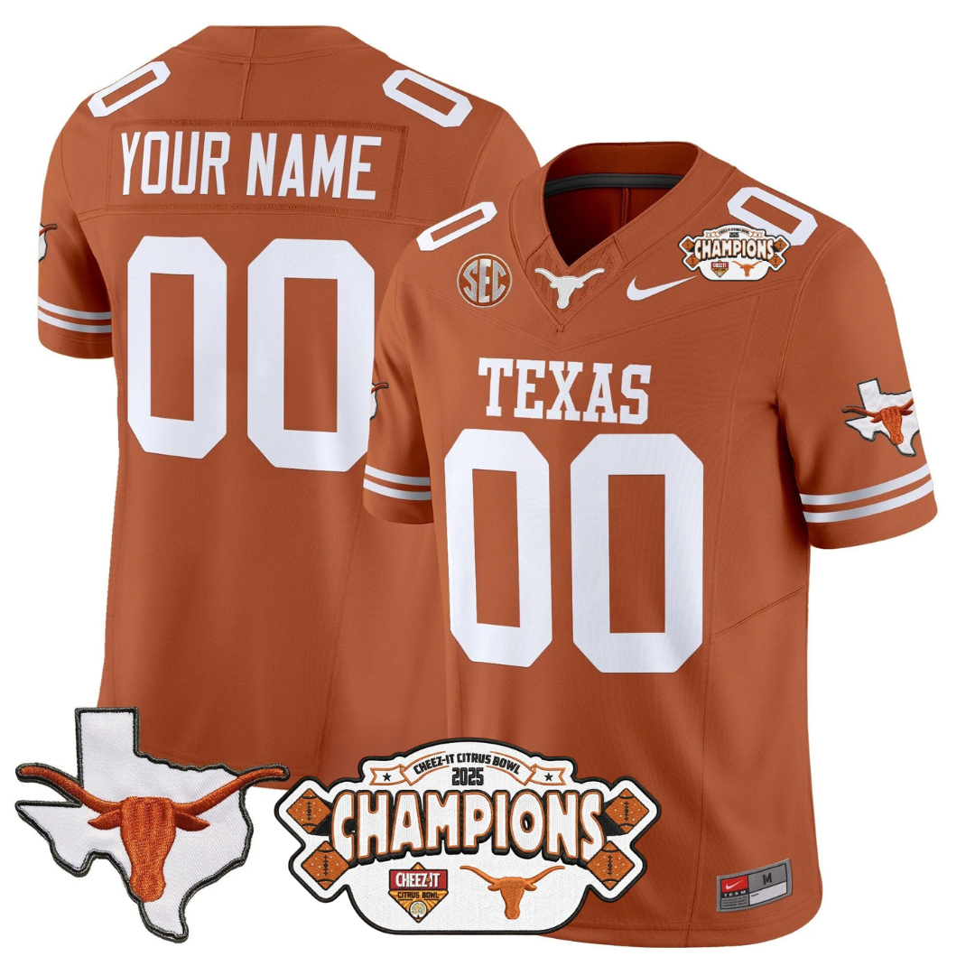 TEX 2025 State Map & Citrus Bowl Champions Patch Vapor Limited Jersey - All Stitched