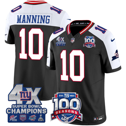 NYG 4X Champions & 100th Season Patch Vapor Limited Jersey - Stitched