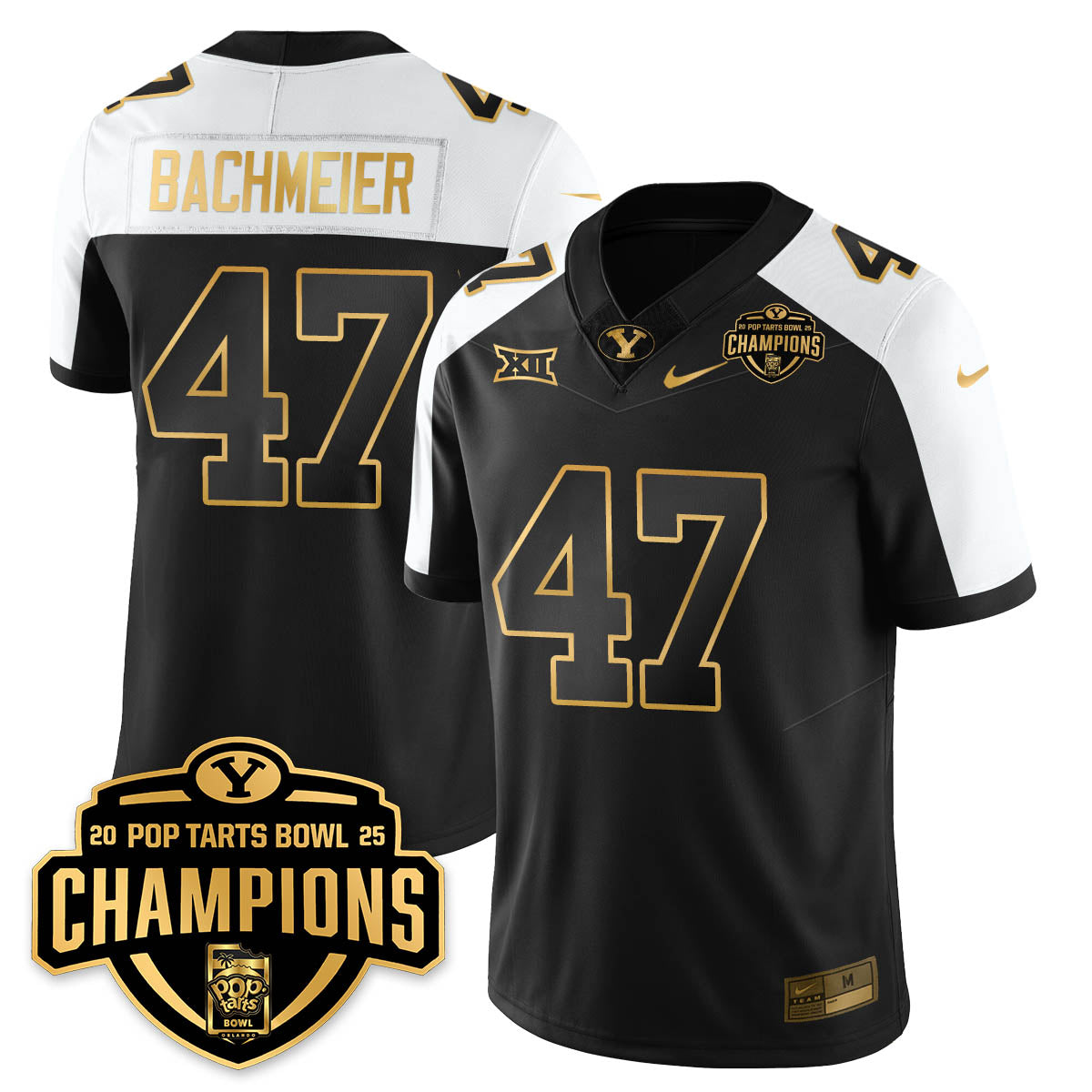 BYU Cougars Football 2025 Pop-Tarts Bowl Champions Gold Jersey - All Stitched