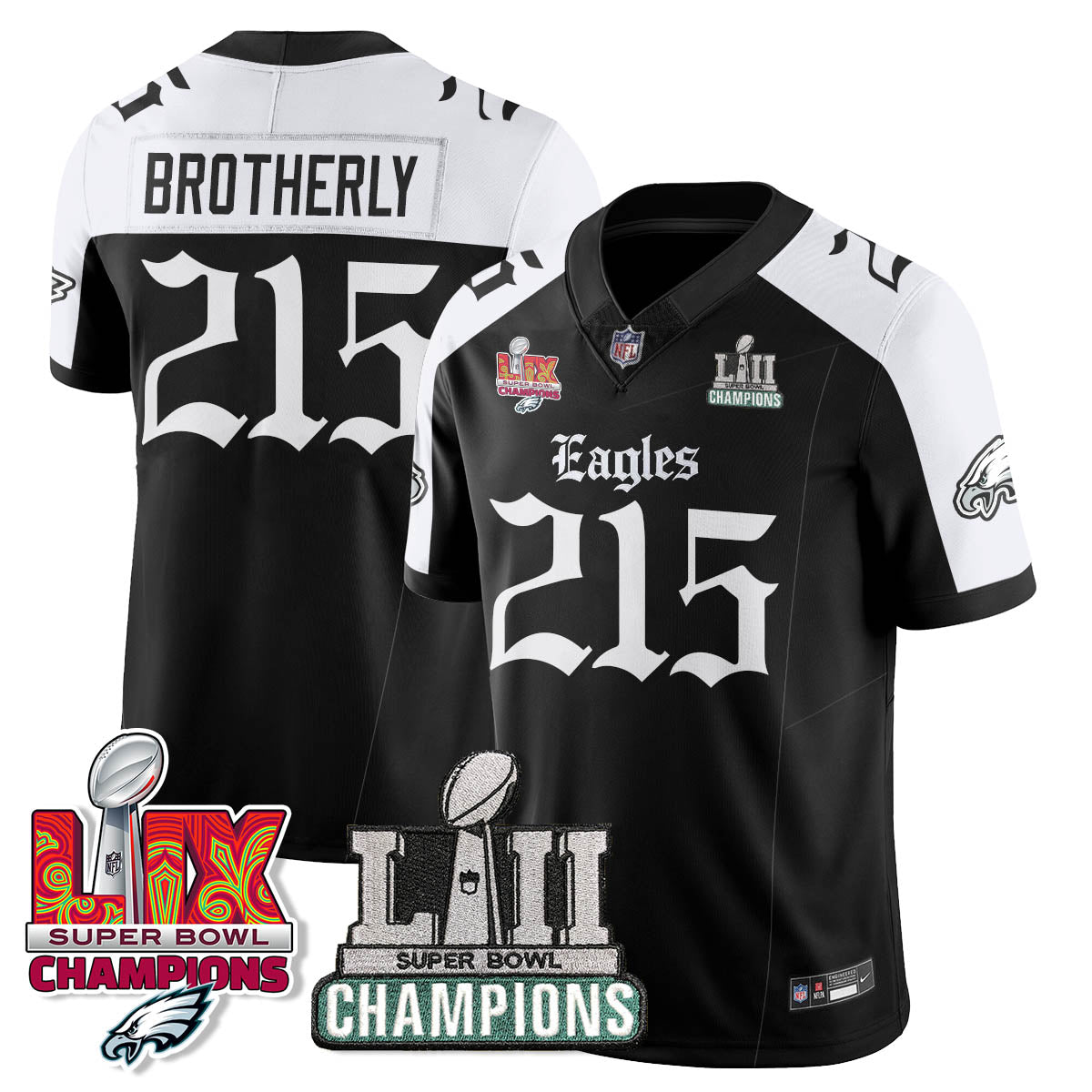 PHI 'Gothic Philly' LII-LIX Super Bowl Champions Vapor Limited Jersey - All Stitched