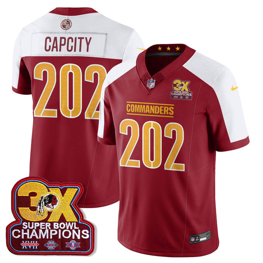 WAS 3-Time Champions Patch Vapor Limited Jersey - All Stitched