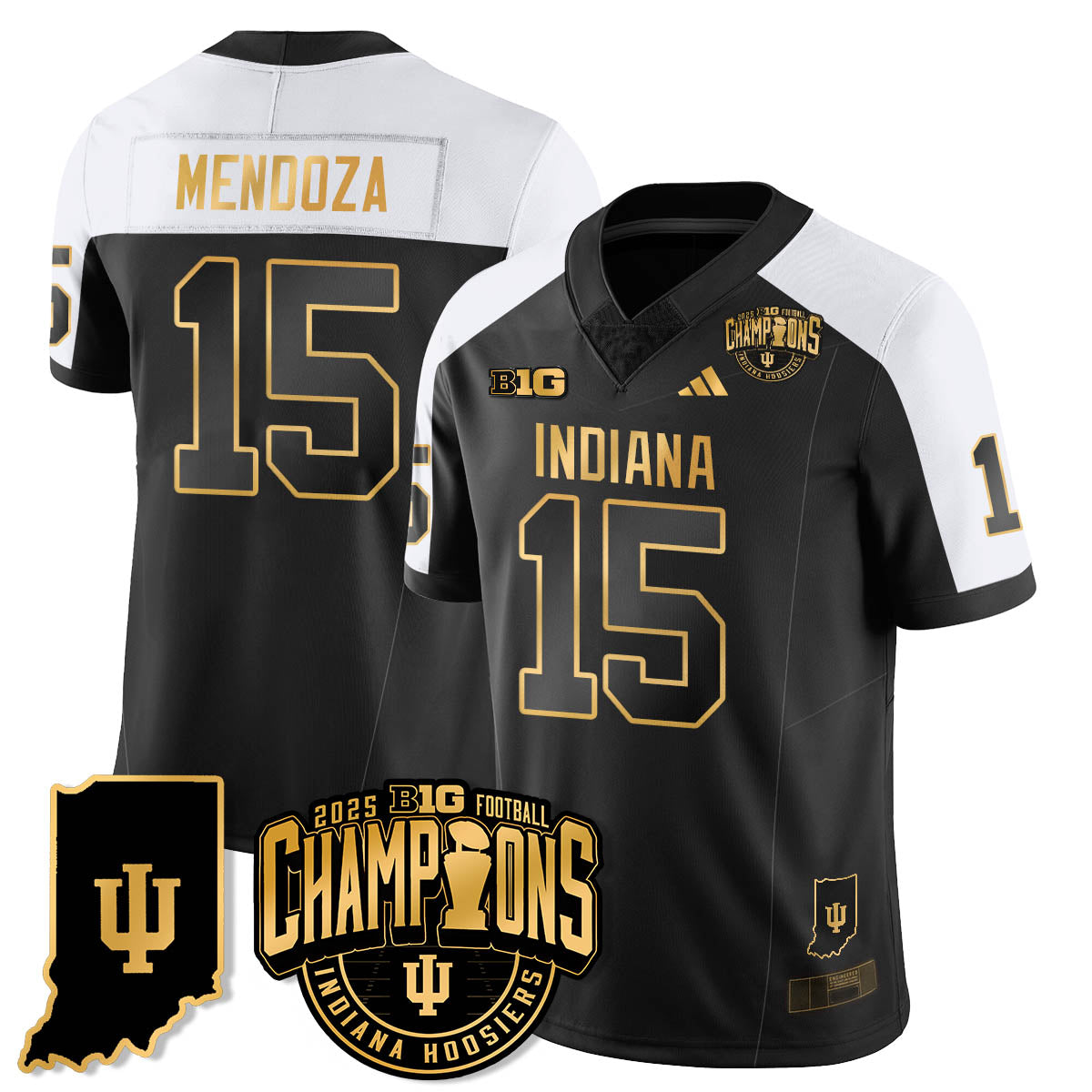 Indiana H Vapor Limited Football Gold Jersey - Big 10 Champions - All Stitched