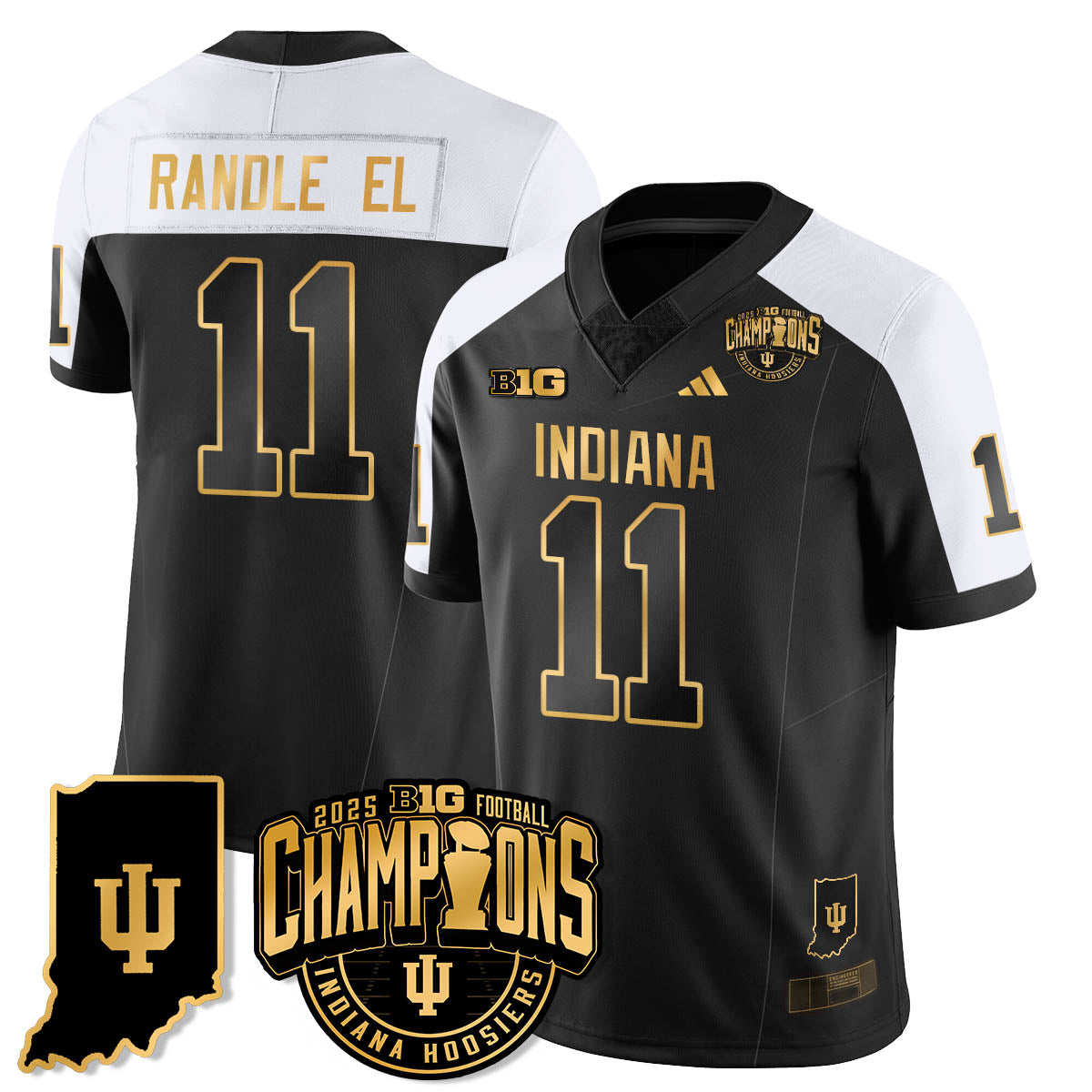 Indiana H Vapor Limited Football Gold Jersey - Big 10 Champions - All Stitched