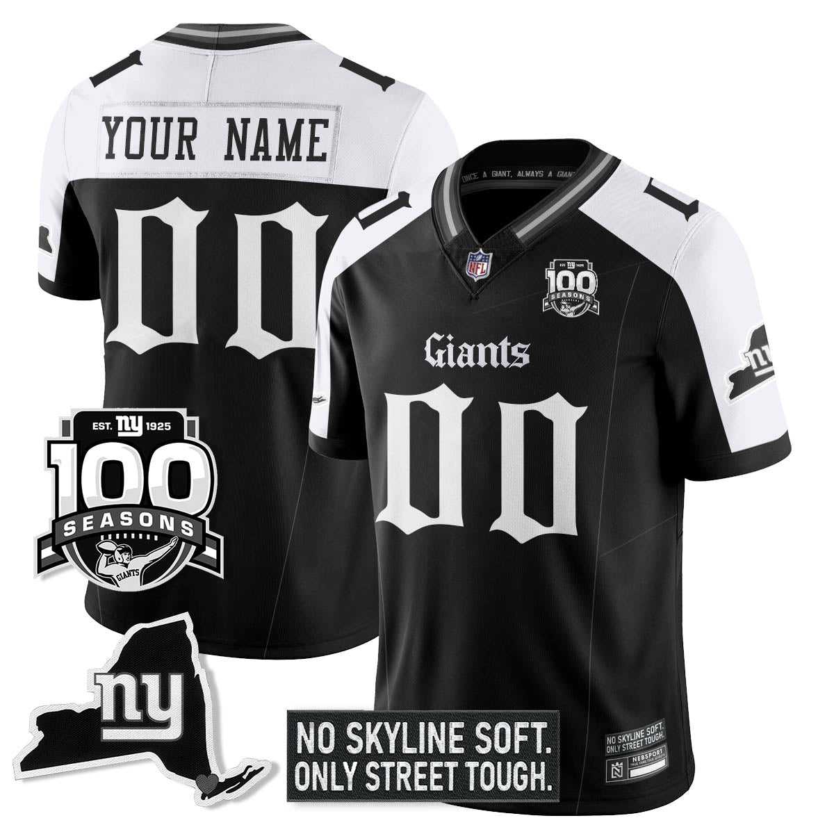 NYG 100th Seasons 'Gothic Gotham Edition' Vapor Limited Jersey - All Stitched