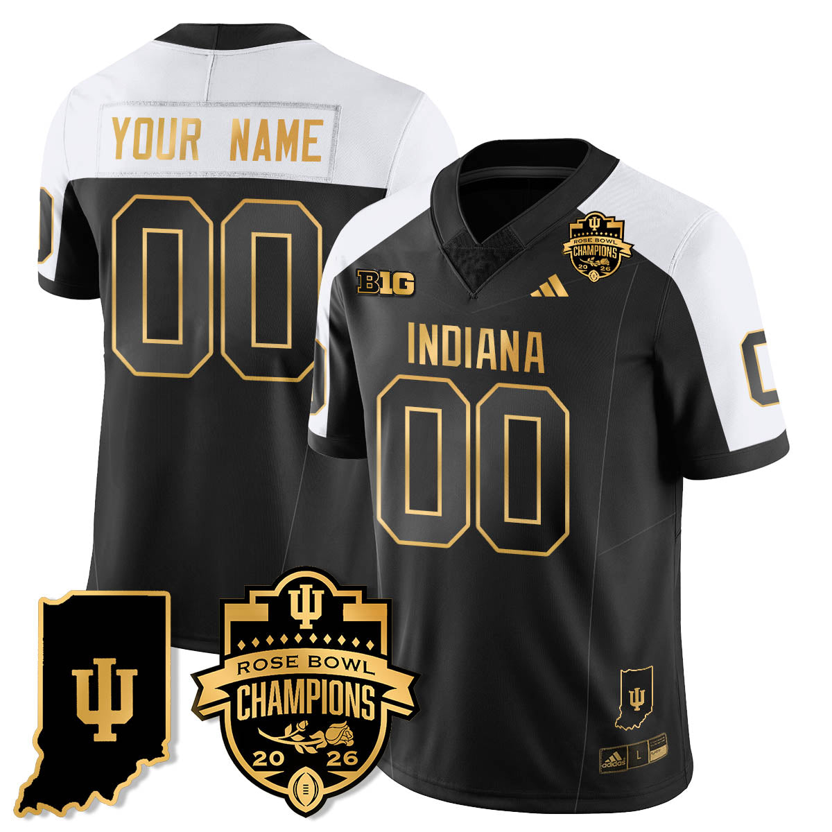 Custom Indiana H Vapor Limited Football Gold Jersey - Rose Bowl Champions - All Stitched