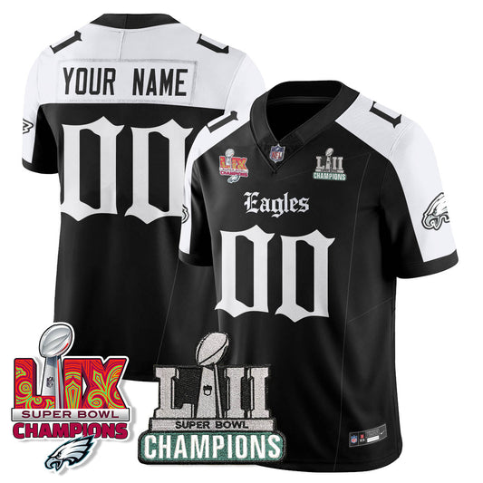 PHI 'Gothic Philly' LII-LIX Super Bowl Champions Vapor Limited Custom Jersey - All Stitched