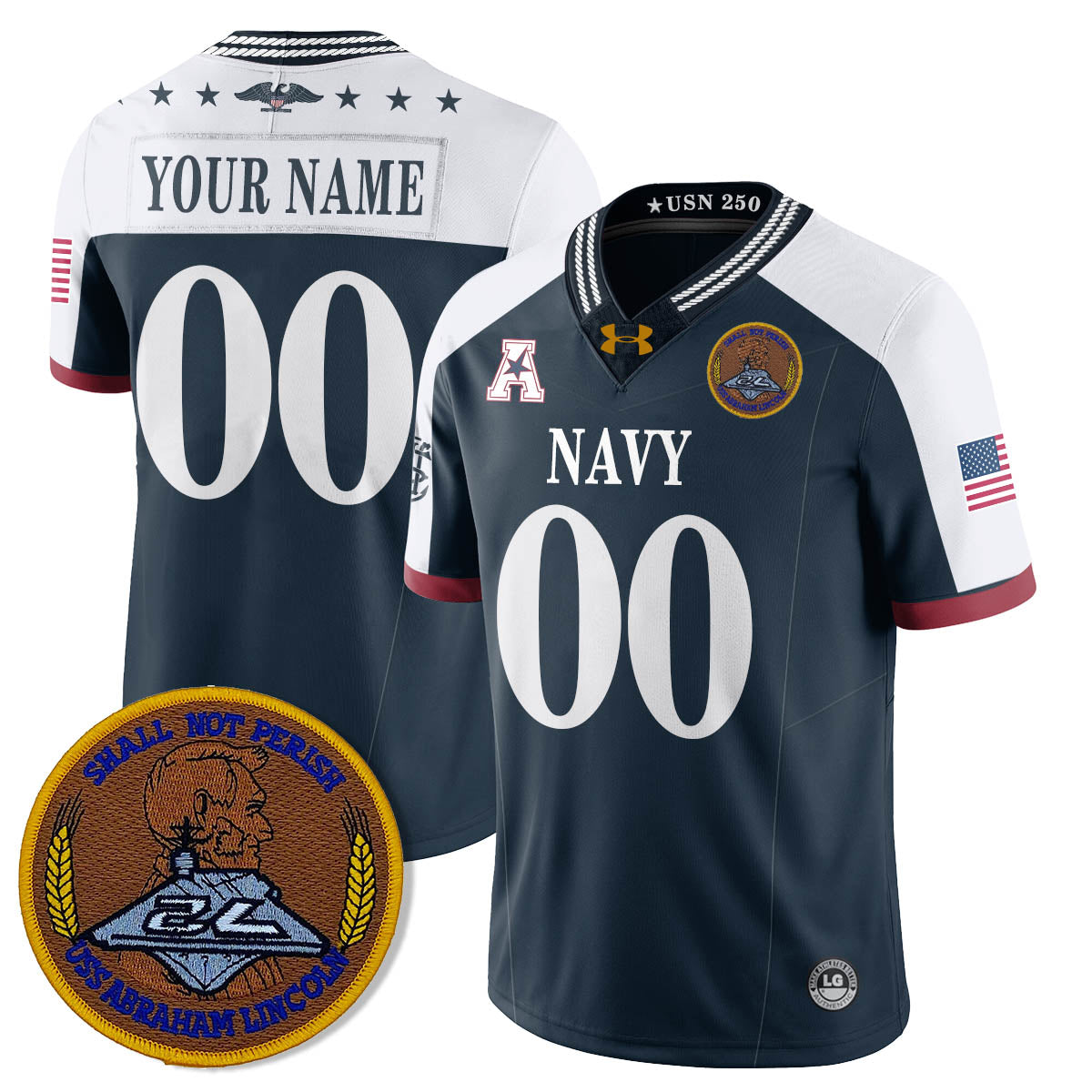 Custom Navy MID Honoring the 250th Anniversary of the United States Navy Jersey - All Stitched