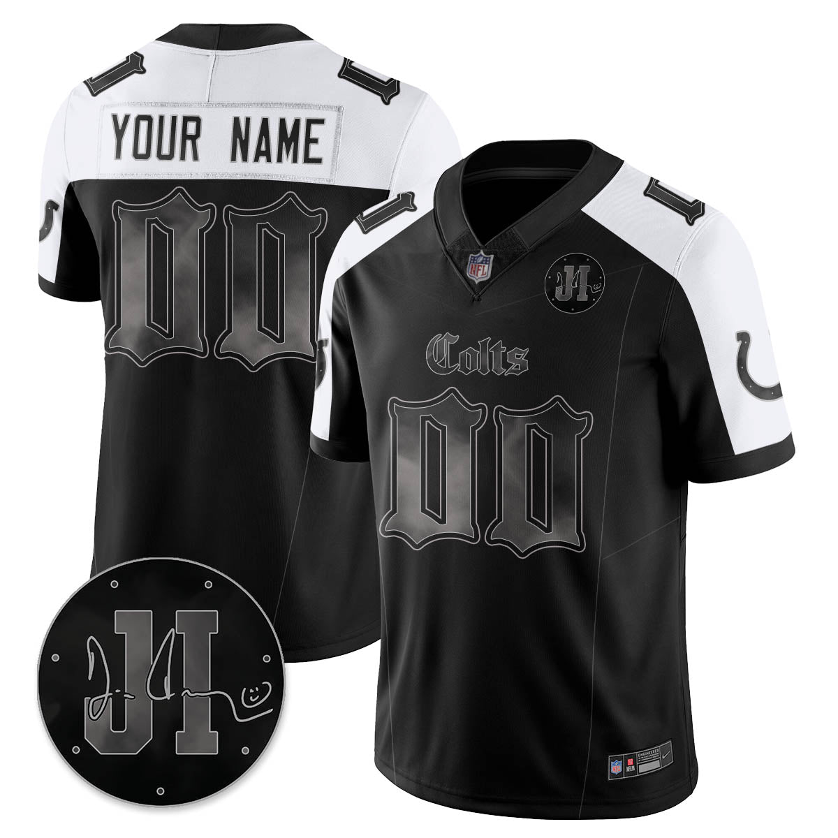 Custom IND 'Dark Gothic' Vapor Limited Jersey - Jim Irsay Patch - All Stitched