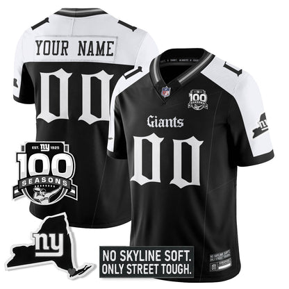 Custom NYG 100th Seasons 'Gothic Gotham Edition' Vapor Limited Jersey - All Stitched