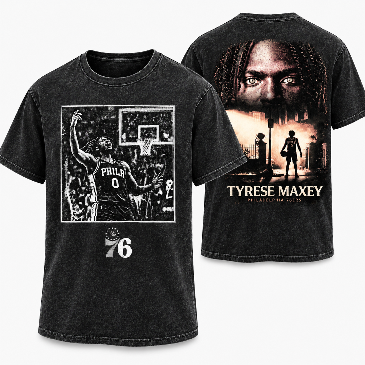 PHI #0 Tyrese Maxey Washed T-Shirt - Printed
