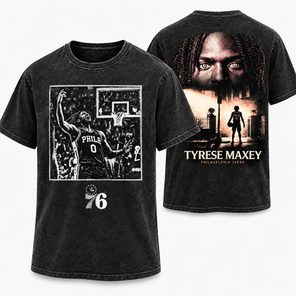 PHI #0 Tyrese Maxey Washed T-Shirt - Printed