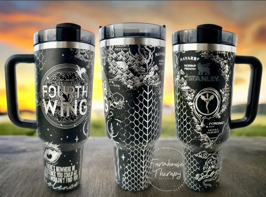 40oz Engraved Fourth Wing Tumbler - Gift for Readers- DTT07