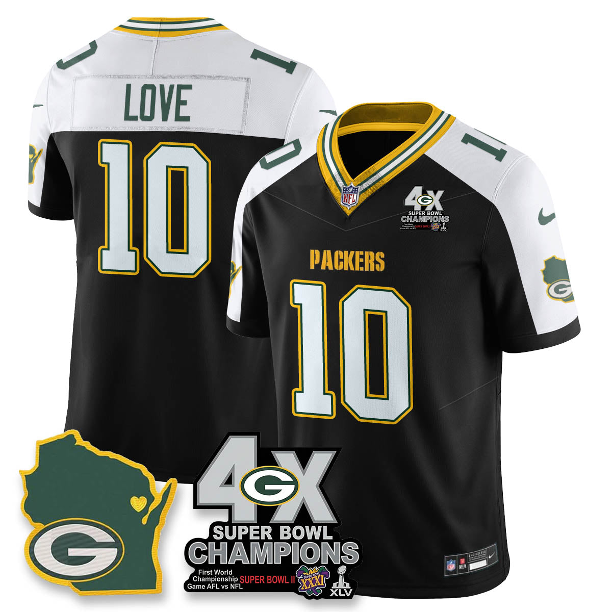 GB 4-Time Champions Patch Vapor Limited Jersey - All Stitched