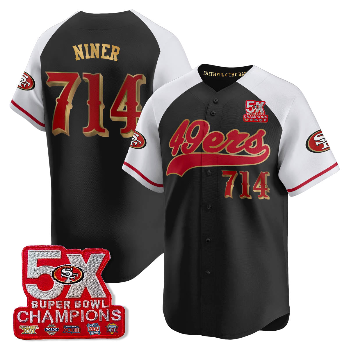 SF 5-Time Champions Patch Vapor Baseball Jersey - All Stitched