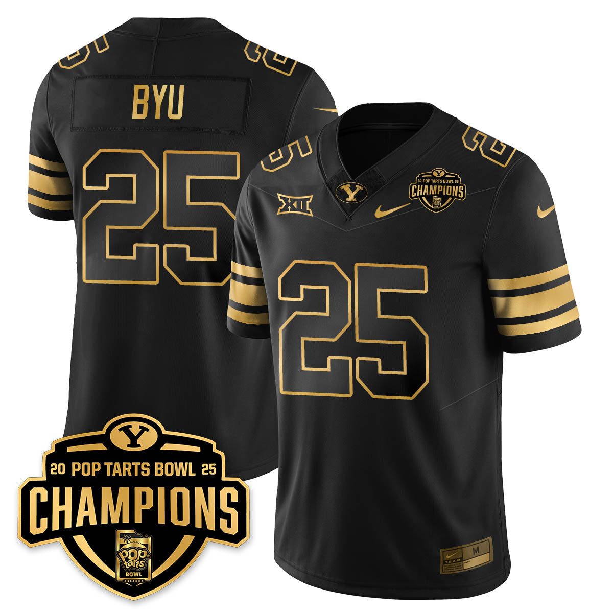 BYU Cougars Football 2025 Pop-Tarts Bowl Champions Gold Jersey - All Stitched
