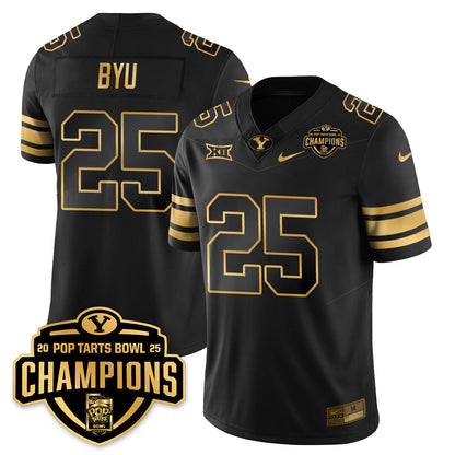 BYU Cougars Football 2025 Pop-Tarts Bowl Champions Gold Jersey - All Stitched