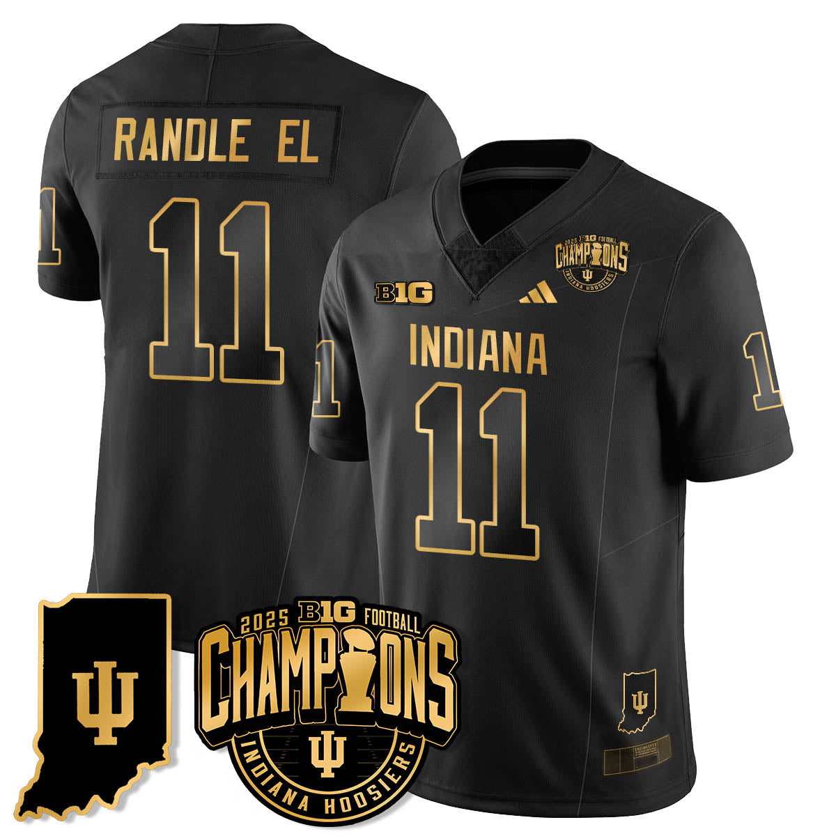 Indiana H Vapor Limited Football Gold Jersey - Big 10 Champions - All Stitched