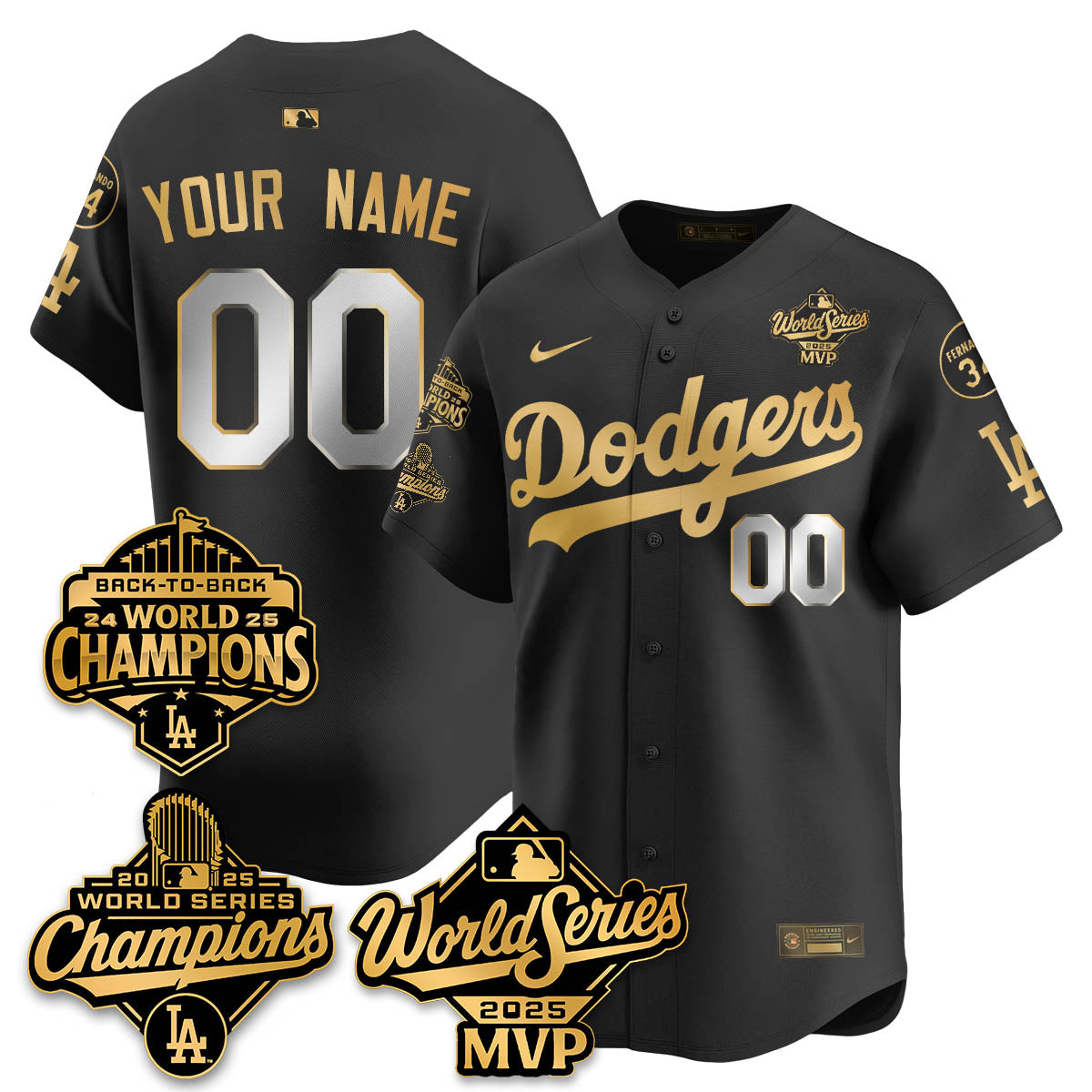 Yoshinobu Yamamoto LAD 2025 World Series MVP Custom Jersey - All Stitched