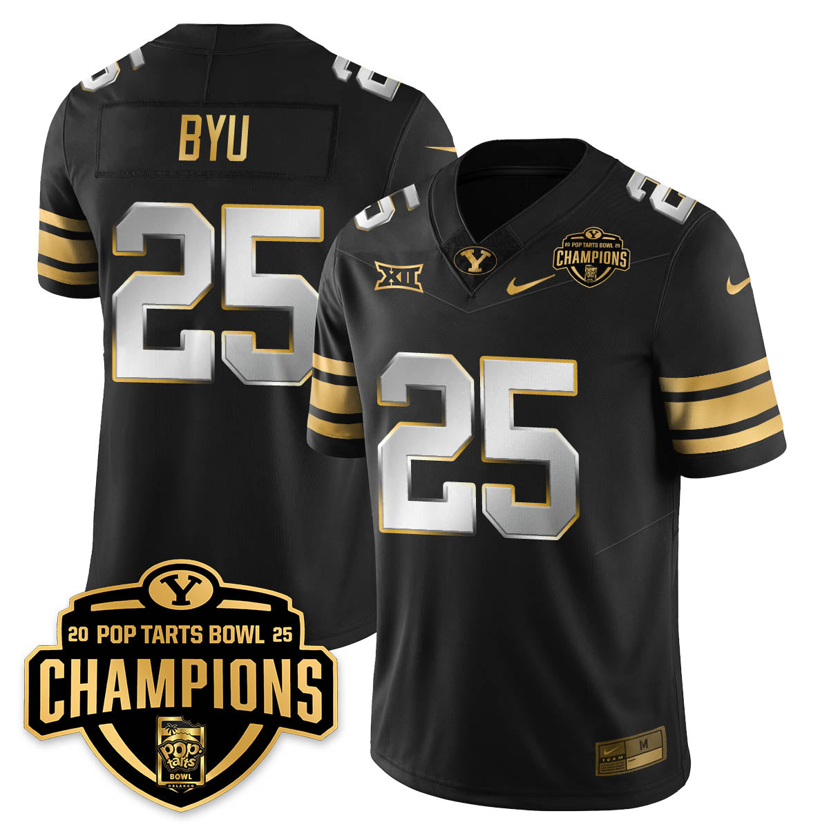 BYU Cougars Football 2025 Pop-Tarts Bowl Champions Gold Jersey - All Stitched