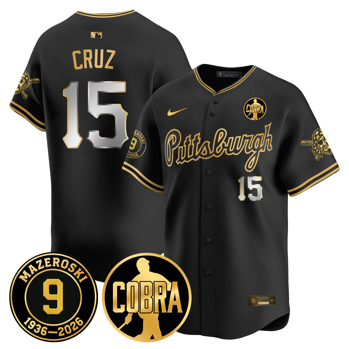 PIT Memories Vapor Limited Gold Jersey - Bill Mazeroski Patch - All Stitched