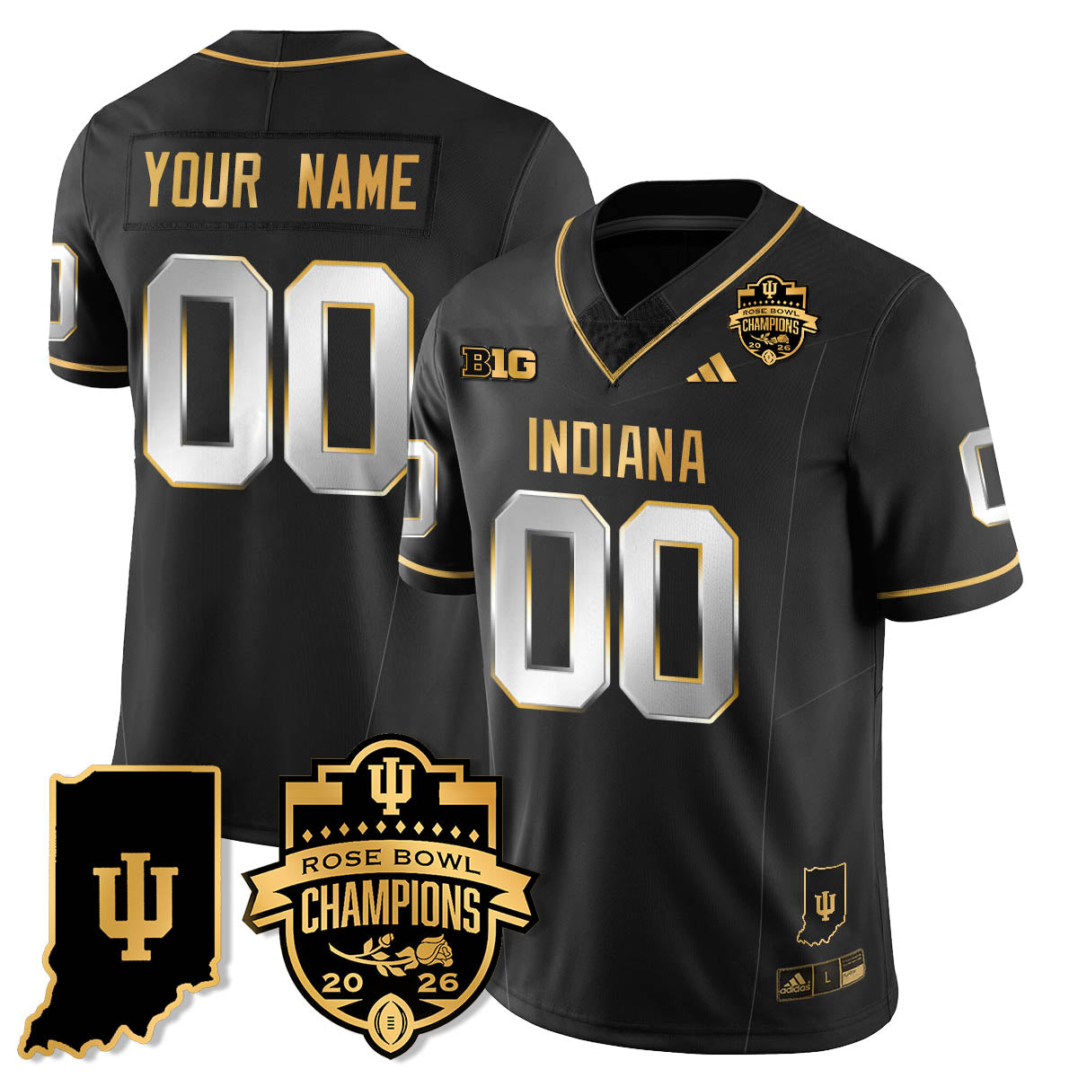 Custom Indiana H Vapor Limited Football Gold Jersey - Rose Bowl Champions - All Stitched