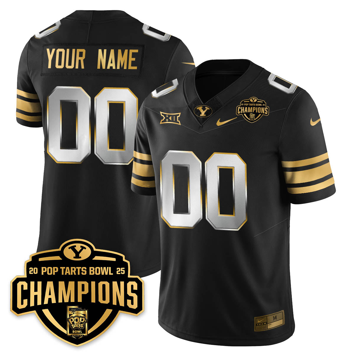 BYU Cougars Football 2025 Pop-Tarts Bowl Champions Gold Jersey - All Stitched